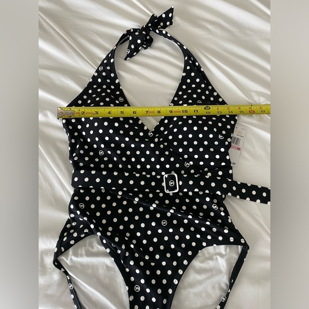 NWT Michael Kors Polka Dot Halter One Piece Swimsuit Size 10 - Picture 6 of 8